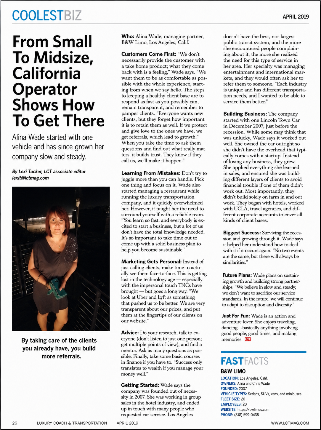 From Small To Midsize, California Operator Shows How To Get There — LCT Magazine, April 2019